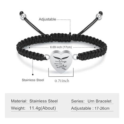 Imrsanl Heart Cremation Bracelet for Ashes Memorial Urn Jewelry - color: Rope-Silver