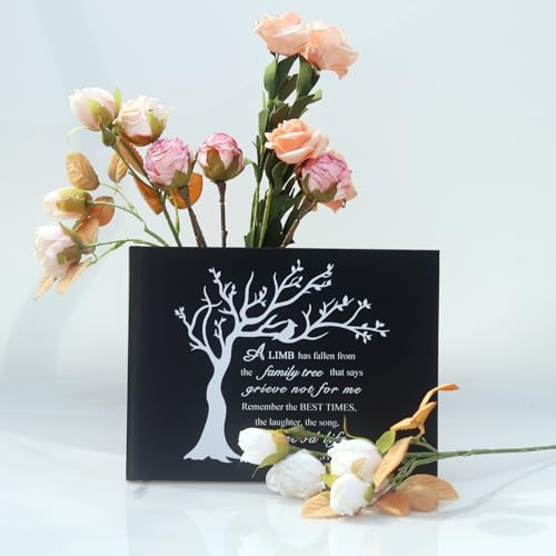 Fneral Guest Book Black Heart Tree Celebration of Life Guest Book Elegant 82 Pages Commemorative Book for Loss of Loved One Salute Book Memorial Service Album-A LIMB has Fallen from the Family Tree - style: Tree