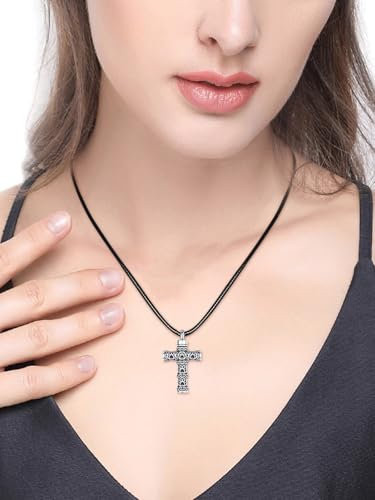 Dreamboat Pet Cremation Urn Necklaces for Dog Cat Ashes 925 Sterling Silver Paw Print Keepsake Pendant Memorial Jewelry Gifts for Women Men - style: 01E-Corss Vial