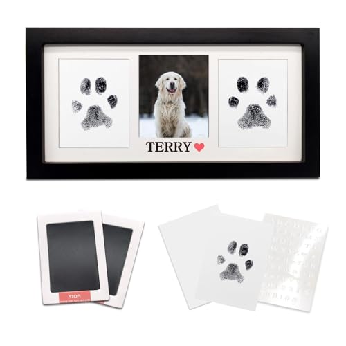 VOVCIG Pet Paw Print Frame Kit, Cat Dog Impression Keepsake with Ink Pad | Clean Touch Ink Pad, Cat Dog Impression Keepsake, Memorial Gift for Pet Lovers