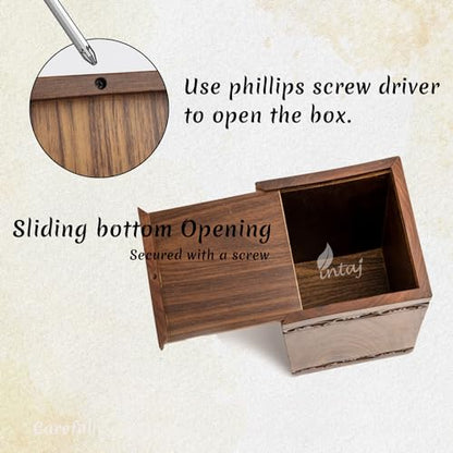 Guitar Wings Keepsake Urns for Human Ashes, Set of 4, Rosewood | Hand-carved solid sheesham rosewood, screw-locked sliding base, four urns of 20 cu in each to share among family - color: Rosewood, size: Keepsake Set of 4 (20 lbs each)