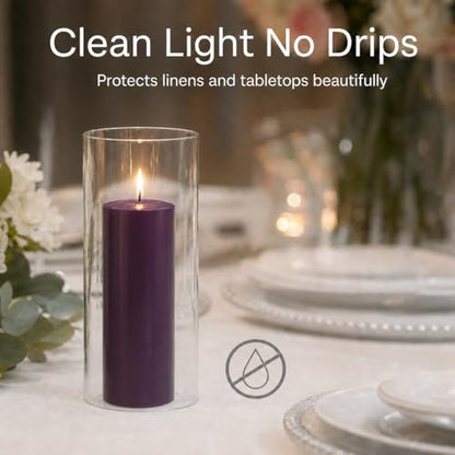 yummi Set of 36 Slim Pillars and Cylinder Vases - Purple - color: Dark Purple