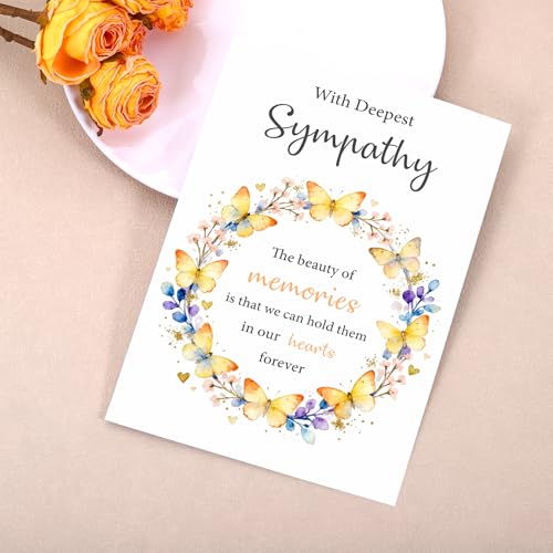 Sympathy Cards with Envelopes, Condolence Card, Heartfelt Condolence Greeting Card for Loss, Thinking of You Sympathy Cards Gifts for Loss of Loved One, Elegant Sorry for Your LossCard 8 x 5.3 Inch