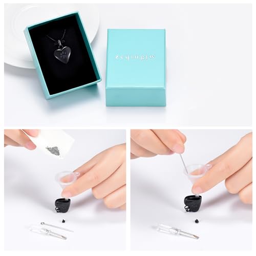 zeqingjw Pet Cremation Jewelry for Ashes Pendant Paw Print Pet Heart Urn Necklace Memorial Keepsake Jewelry for Pet/Dog's/Cat's Ashes - color: Heart-Black