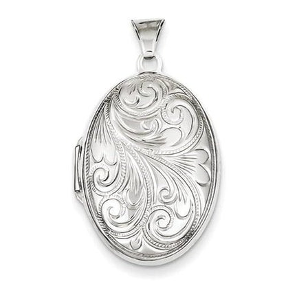 PicturesOnGold.com Oval Picture Locket in Silver - 3/4 x 1 inch - Includes 18 inch Chain - style: Locket + 2 Photo