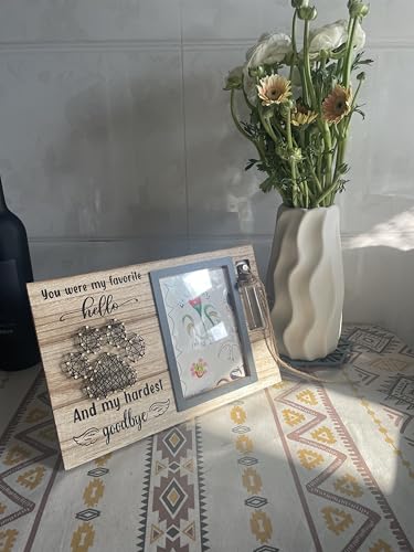 Dog Remembrance Gift Memorial Gifts for Dogs or Cats,Picture Frame with Paw Print Design,Loss of Dog Sympathy ,Wood Photo Display with Quote and Hair Keepsake Vial,a Grieving Friend Pet Lost Gift and Dead box (wood,4*6)
