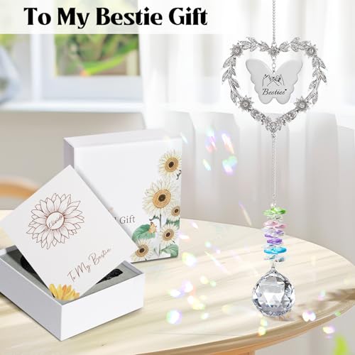 Best Friend Friendship Suncatcher Gifts for Women, Bestie Crystal Ornament | Indoor Window Hanging Decor Gift for Best Friend, Unique Heart Shaped Sun Catcher for BFF Birthday, Graduation, Farewell - style: Friendship Gift