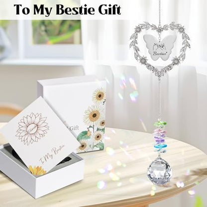 Best Friend Friendship Suncatcher Gifts for Women, Bestie Crystal Ornament | Indoor Window Hanging Decor Gift for Best Friend, Unique Heart Shaped Sun Catcher for BFF Birthday, Graduation, Farewell - style: Friendship Gift