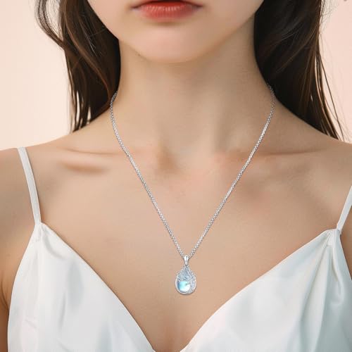 Sterling Silver Tree of Life Necklace for Women Oval Family Tree Necklace Abalone Shell Moonstone Pendant Mother Day Necklace for Mom Tree of Life Jewelry - style: Tree of Life-Moonstone-2
