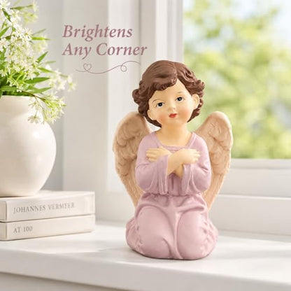 Praying Angel Figurine, Kneeling Guardian Angel Statue | Resin Keepsake For Mom, Daughter, Sister, Friend, Prayer Corners, Shelves, Desks And Nightstands - size: 3.74"H