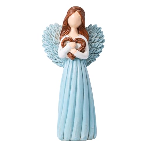 Remembrance Angel Figurines,Sympathy Gifts for Loss of Loved one,Grief Gifts for Women,Memorial Gifts to Hold Each one Safely in Your Heart,Sculpted Hand-Painted Figurine.Keep Memories Alive - color: Blue