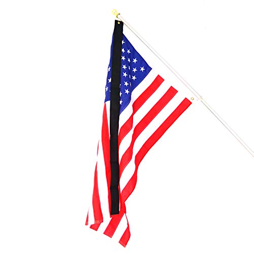 MOFAN Black Mourning Streamer 5'x3" 200D Endura-Nylon Half-Mast Mourning Ribbon for Half-staff Display