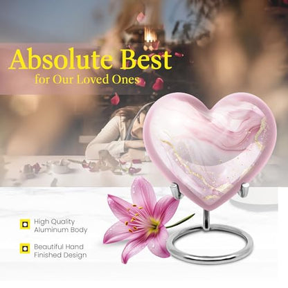 Blush Pink Heart Urn for Human Ashes - color: Blush Pink Heart, size: 3 Inch - Pack of 1