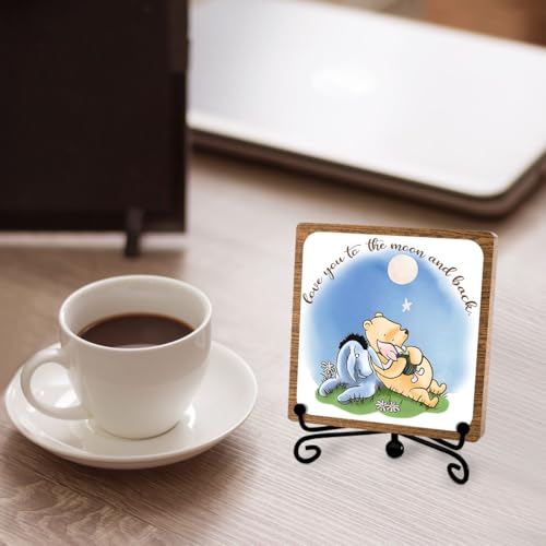 Winnie Inspirational Friendship Keepsake, Positive Desk Table Decor, 5″x 5″ | Meaningful Gifts for Women, Men, Friends, Family, Encouraging Decorations for Office Desks, Cubicles, Shelves - style: Love you to the moon and back