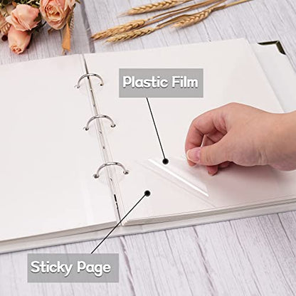 Vienrose 3 Rings Self Adhesive Photo Album 20 Sheets/40 Pages Red | Hardcover, DIY Scrapbooking Kit, Paper Scrapbook, 9 x 10 6 inch, Lover Friends Kids Wedding - color: Red, size: 9'' x 10.6''40Pages