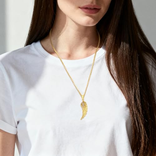 Angel Wings Necklace 925 Sterling Silver Guardian Angel Nurse RN Caduceus Pendant Charm Crystal Angel Jewelry Gifts for Women - style: B-Angel Wing (Golden)