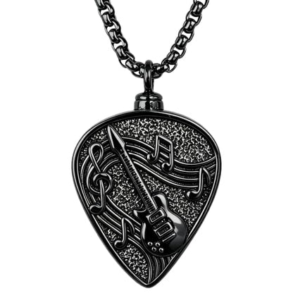 Guitar Pick Necklace Music Soundwave Guitar Pick Pendant with Music Note Jewelry Musicians Gifts - color: 2-Black