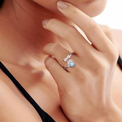 Sterling Silver Dog Urn Ring for Ashes Women Cremation Keepsake Dog Ashes - color: Moonstone