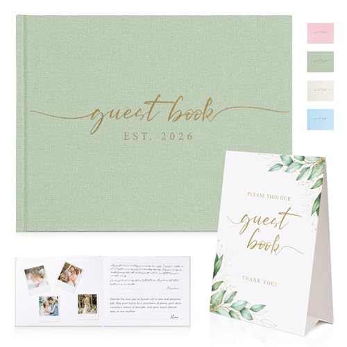 1DOT2 Wedding Guest Book, Personalized 2026 Year, Sage Green - color: Sage Green, size: With Year/2026