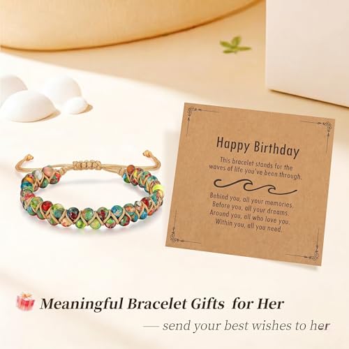 7 Chakra Healing Bracelet for Women Men, Jasper Bead Inspirational Gift | Natural stone；Handmade；Bohemian style - color: Colorful（HB)