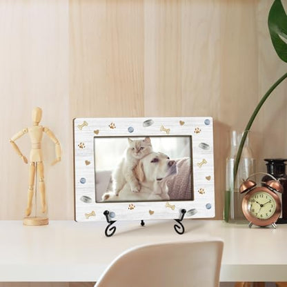 Utaqer Dog Picture Frame, Bones & Paw, Picture Gifts For Women Wife Friend, Wooden Picture Frame For Keepsake Birthday Holiday, 4X6 Photo Frame With Stand -31 - style: Cartoon Bones