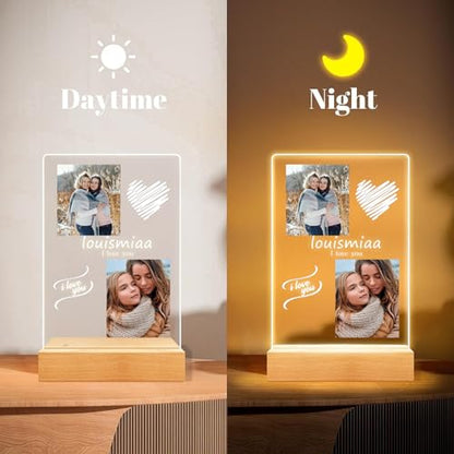 LOUISMIAA Custom Picture Frames Night Light,Personalized Photo Frame,Customized Picture Frame,Personalized Anniversary Birthday Valentine's Day Gifts for Women Men Same Day Shiping - color: Style 8