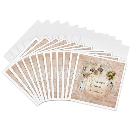 3dRose Greeting Cards - Image of Vintage Commitment Ceremony Invitation - 12 Pack - Commitment Ceremony - size: 12 Greeting Cards with envelopes