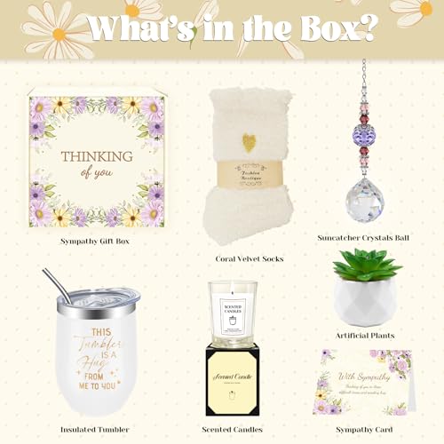 Sympathy Gift Baskets, Sympathy Gifts for Loss of Loved One, Dad, Mom, Husband, Friend, Grief Condolences Bereavement Gift Ideas, Grief Basket for Women, Sorry for Your Loss Care Package