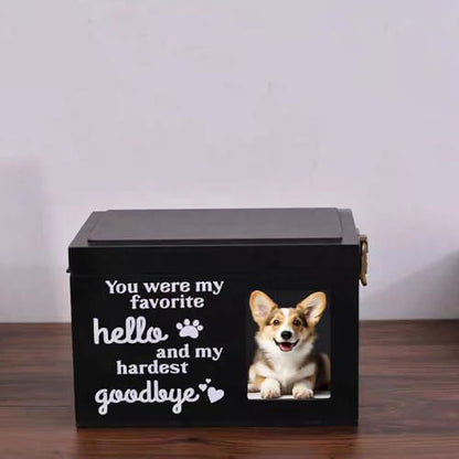 Pet Urns for Dogs with Photo Frame, Wooden Cat Urn Handcraft Pet Ashes Funeral Memorial Keepsake Box for Dogs & Cats, Engravable Surface, Cremation Dog Ashes Storage Box Goodbye Sympathy Gifts