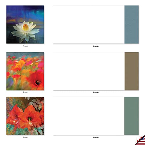 The Best Card Company - 10 Assorted Flower Cards Blank for Women (4 x 5.12 Inch) - All Occasion Floral Greetings Boxed - Wall Flowers AMQ6129OCB-B1x10 - style: Wall Flowers