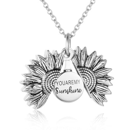 Sunflower Cremation Urn Jewelry For women - color: Silver