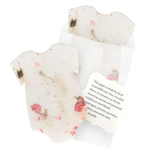 24 Favor Set, Pink Onesie Gift Wrap Tags with Wildflower Seeds | Writable Gift Wrap Tags for Baby Showers, Wedding Gifts, Mom's Birthday Present, Party Favors, DIY Crafts, & Life Events - color: Pink Onesie Set, size: 24 Count