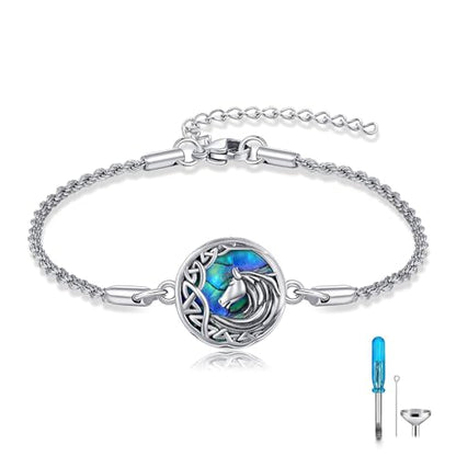 YAFEINI Horse Urn Bracelet Sterling Silver Cremation Jewelry Ashes Bracelet | sterling silver ashes bracelet cramation bracelet horse urn bracelet Cremation Jewelry