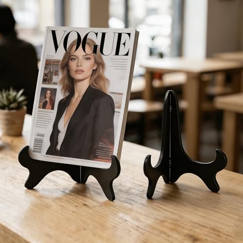Artliving Black 8" Wood-Like Plastic Easels Plate Display Stands Picture Frame Stand Holder-Set of 4 - size: 8 inch