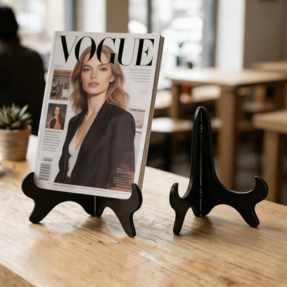 Artliving Black 8" Wood-Like Plastic Easels Plate Display Stands Picture Frame Stand Holder-Set of 4 - size: 8 inch