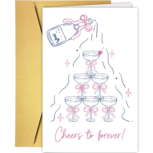 Supoeguk Funny Cheers Engagement Card, Congrats Wedding Card for Friend, Engagement Gift for Her Him, Cheers to Forever - color: Engagement