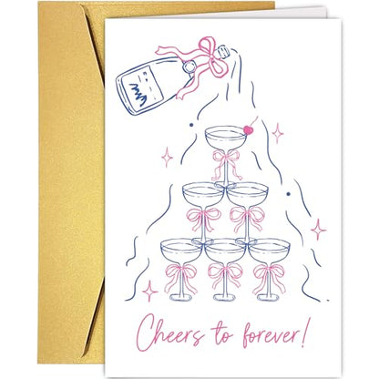 Supoeguk Funny Cheers Engagement Card, Congrats Wedding Card for Friend, Engagement Gift for Her Him, Cheers to Forever - color: Engagement