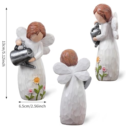 JFHEDY Gardening Gifts for Women, Angel Figurines Guardian Gifts for Women, New Home Gift Ideas, Sculpted Hand-Painted Figurine Angel Figurine