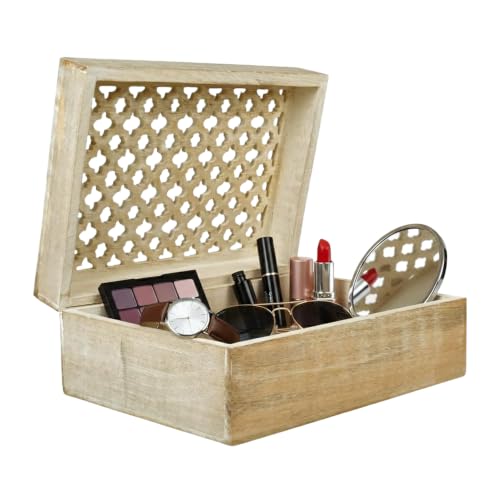 Mela Artisans Trellis Mango Wood Box - Whitewash, 10.5x7.5 in - color: Whitewash, size: Extra Large