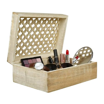 Mela Artisans Trellis Mango Wood Box - Whitewash, 10.5x7.5 in - color: Whitewash, size: Extra Large