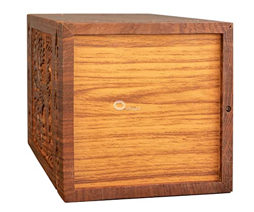 Outright Cremation Urns for Adult Human Ashes - Adult Large Wooden Urn Handcrafted for Funeral and Burial - Tree of Life Memorial Burial for Male and Female (Natural, L, 6.25 x 6.25 x 11.25 inches)