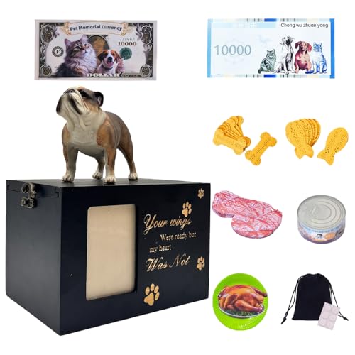 pet urns for Dogs Ashes Black Wooden Dog urn with Photo Frame and Lock, pet urns for Cats and pet Ashes Keepsake Box - color: Bulldog 4241, size: Black framed urn