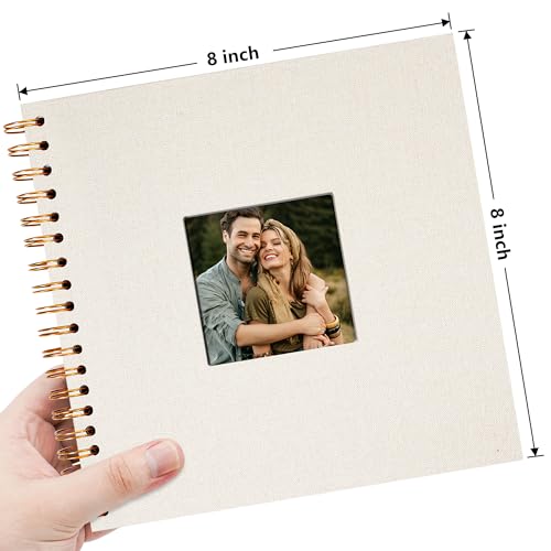 Vienrose 8x8 Inch Scrapbook DIY Small Hardcover Kraft White Pages Scrapbook Photo Album Linen Cover Scrap Book Photo Albums Scrapbooking Supplies Kit for Couple Family Wedding Travel - color: Beige, size: 8 Inch 20 Sheets