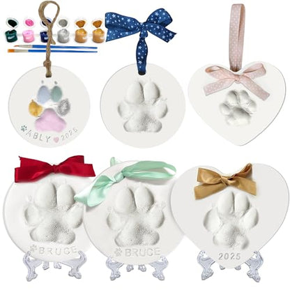 MYPAWLETS Dog Cat Pawprints Keepsake Kit,Make 3 Clay Paw Print Ornaments - size: Make 3（2 circles 1 heart）