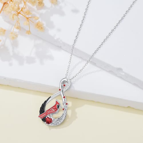 Dove/Hummingbird/Red Cardinal/Dragonfly/Butterfly Necklace 925 Sterling Silver Turquoise/Opal/MoonStone/Crystal/Malachite Bird Necklace Dove Pendant Jewelry for Women Men - color: 2.Cardinal