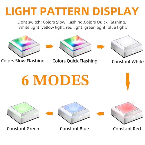 EUSTUMA LED Light Base Non-Slip Square Display Stand In A Variety of Colors,Suitable for Glass Crystal Spherical Artwork (Silver Flat Top Surface) - color: Silver Flat Top Surface