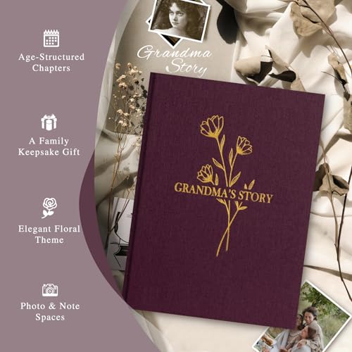 Lanpn Grandma Life Story Book Journal with 260+ Prompts, Linen Hardcover Grandmother Guided Journal Memory Keepsake Book to Fill Out, Birthday Mother's Day Christmas Gift for Grandmas, Purple - color: Purple