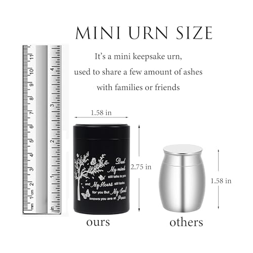 3 Inch Small Urn for Human Ashes Aluminum Mini Cremation Small Keepsake Box for Sharing Ashes Mini Urn-Dad - size: Black-Dad