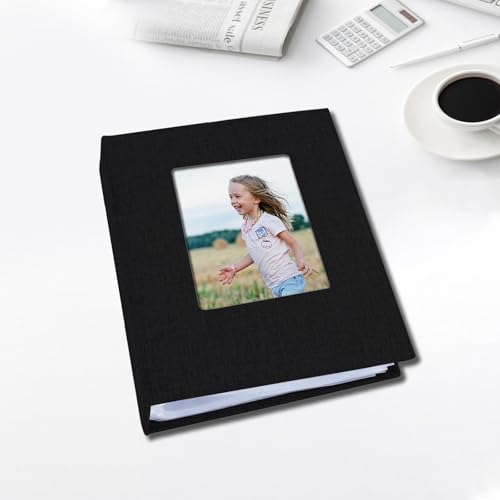 Photo Albums 4x6 Pictures, Polaroid Photos Album Book, Photo Book Small Linen Cover Photo Album, 50 Page Holds 100 Pictures, Photobook for Valentines Day, Anniversary, Vacations, Wedding Baby Black - color: Black