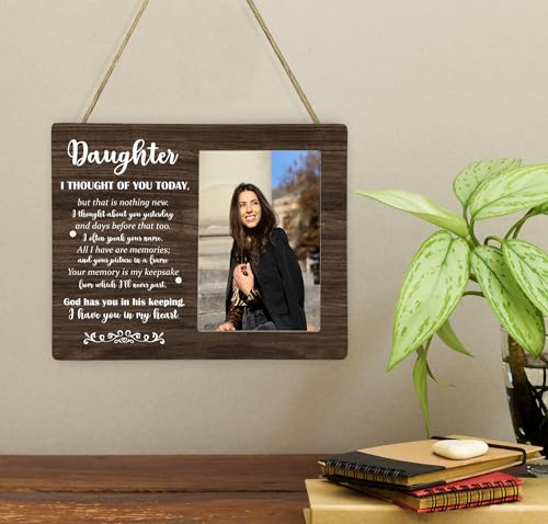 Daughter Memorial Picture Frame, Sympathy Wooden Photo Frame Gifts for Loss of Daughter, 4x6 inch Photo - style: Daughter Memorial-2